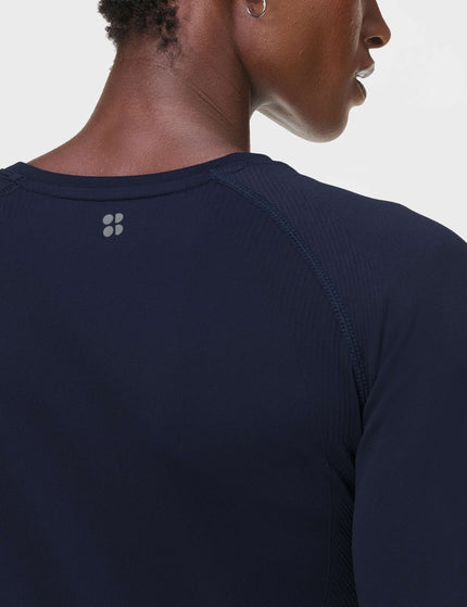 Sweaty Betty Athlete Seamless Workout Long Sleeve Top - Navy Blueimages4- The Sports Edit
