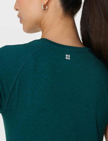 Sweaty Betty Athlete Seamless Workout T-Shirt - Petrol Green Deep Green Marlimages4- The Sports Edit