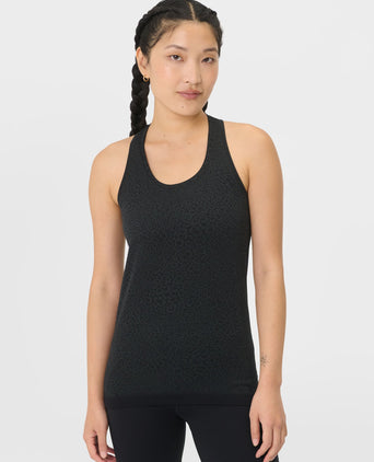 Athlete Seamless Workout Vest - Black Leo Spots Jacquard