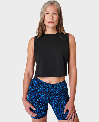 Breathe Easy Crop Muscle Vest - Black