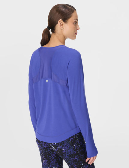 Sweaty Betty Breathe Easy Mesh Long Sleeve Top - Rich Blueimage2- The Sports Edit