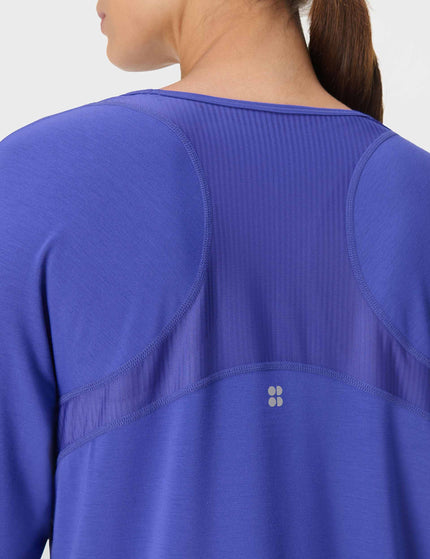 Sweaty Betty Breathe Easy Mesh Long Sleeve Top - Rich Blueimage4- The Sports Edit