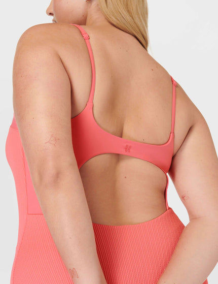 Sweaty Betty Capri Crinkled Scoop Neck Swimsuit - Coral Pinkimage4- The Sports Edit