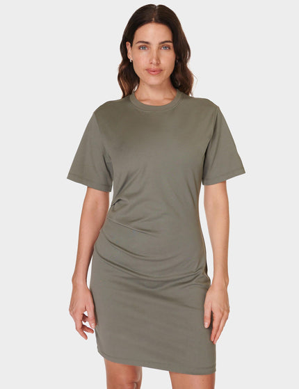 Sweaty Betty Easy Ruched T-Shirt Dress - Umbra Greenimage1- The Sports Edit