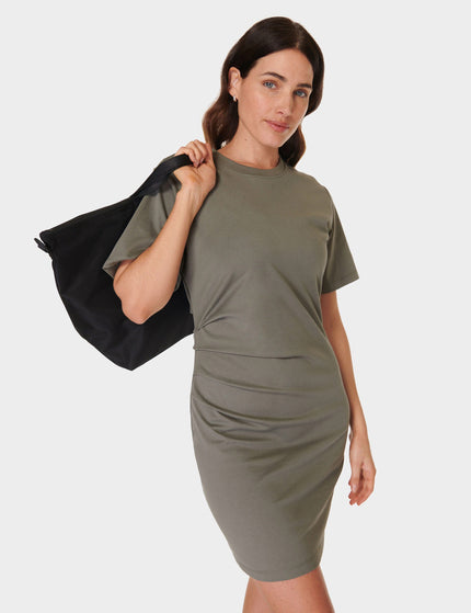 Sweaty Betty Easy Ruched T-Shirt Dress - Umbra Greenimage6- The Sports Edit