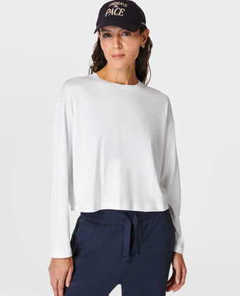 Essential Crop Long Sleeve T-Shirt - White