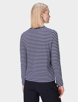 Essential Long Sleeve T-Shirt - Navy Blue White Stripe