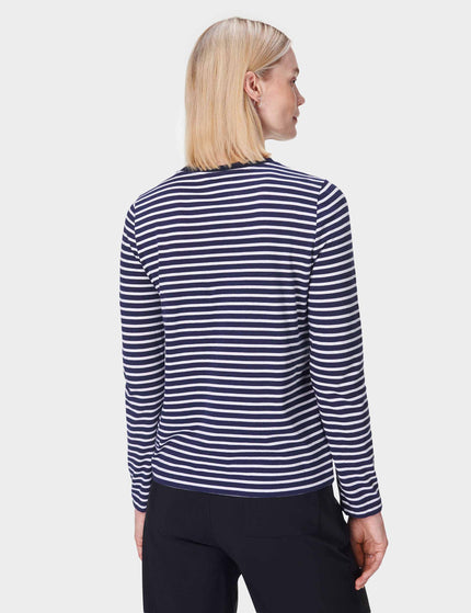 Sweaty Betty Essential Long Sleeve T-Shirt - Navy Blue White Stripeimage2- The Sports Edit