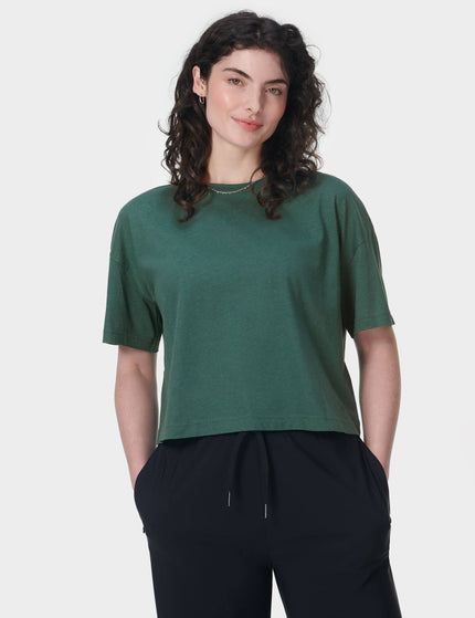 Sweaty Betty Essential Short Sleeve Crop T-Shirt - Glade Greenimage4- The Sports Edit