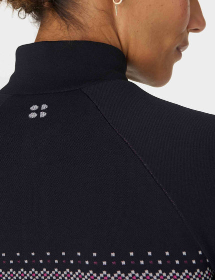 Sweaty Betty Fairisle Novelty Half Zip Base Layer - Black Fairisle Jacquardimages4- The Sports Edit