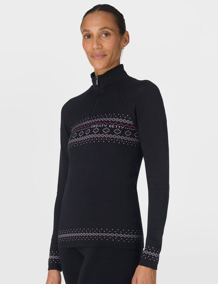 Sweaty Betty Fairisle Novelty Half Zip Base Layer - Black Fairisle Jacquardimages6- The Sports Edit