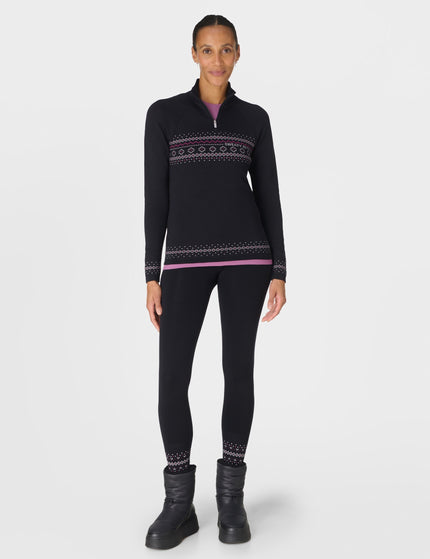 Sweaty Betty Fairisle Novelty Half Zip Base Layer - Black Fairisle Jacquardimages7- The Sports Edit