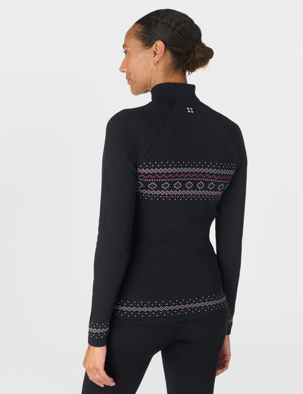 Sweaty Betty Fairisle Novelty Half Zip Base Layer - Black Fairisle Jacquardimages2- The Sports Edit