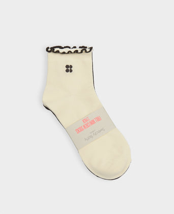 Frill Mini Crew Sock 2 Pack - Creme Beige/Sable Brown