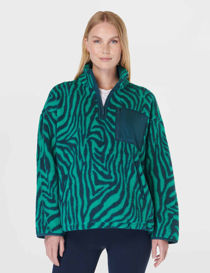 Sweaty Betty Karma Fleece Half Zip - Green Abstract Zebra Printimage1- The Sports Edit