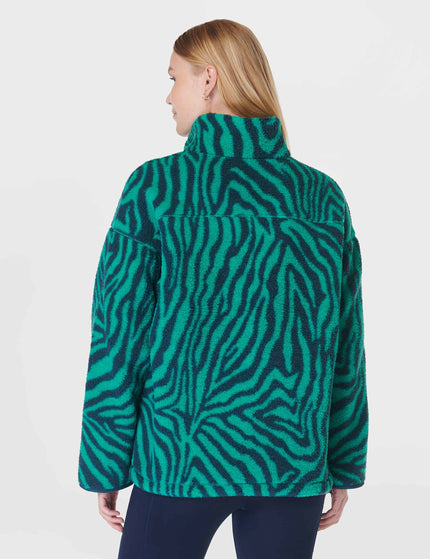 Sweaty Betty Karma Fleece Half Zip - Green Abstract Zebra Printimage2- The Sports Edit