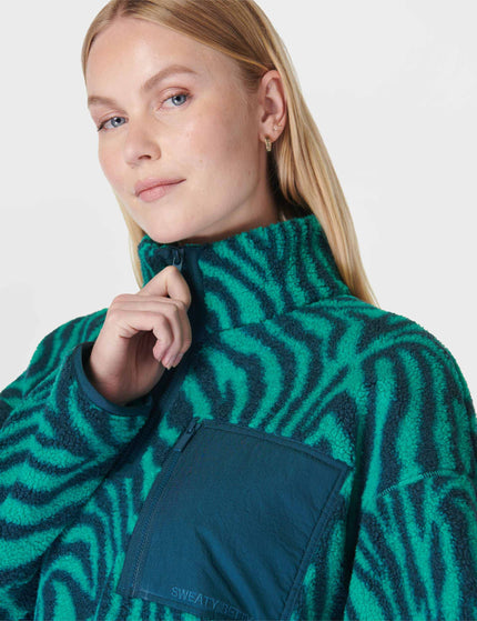 Sweaty Betty Karma Fleece Half Zip - Green Abstract Zebra Printimage3- The Sports Edit