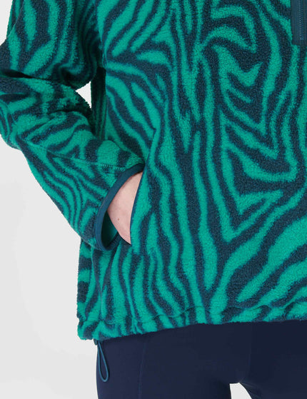 Sweaty Betty Karma Fleece Half Zip - Green Abstract Zebra Printimage4- The Sports Edit