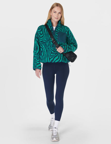 Sweaty Betty Karma Fleece Half Zip - Green Abstract Zebra Printimage5- The Sports Edit