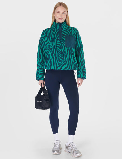 Sweaty Betty Karma Fleece Half Zip - Green Abstract Zebra Printimage6- The Sports Edit