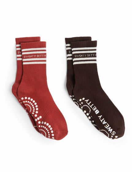 Sweaty Betty Mid Length Ankle Gripper Socks 2 pack - Sable Brownimage1- The Sports Edit