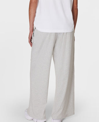 Modal Wide Leg Trousers - Light Grey Marl