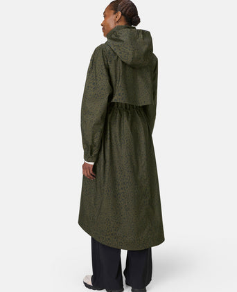 Motion Technical Longline Parka - Large Green Leopard Print