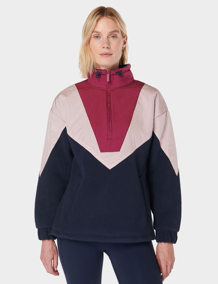 Sweaty Betty Orbit Fleece Half Zip - Navy Blue Colour Blockimage1- The Sports Edit