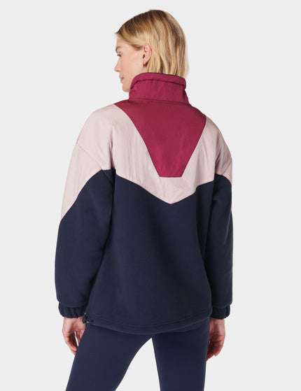 Sweaty Betty Orbit Fleece Half Zip - Navy Blue Colour Blockimage2- The Sports Edit