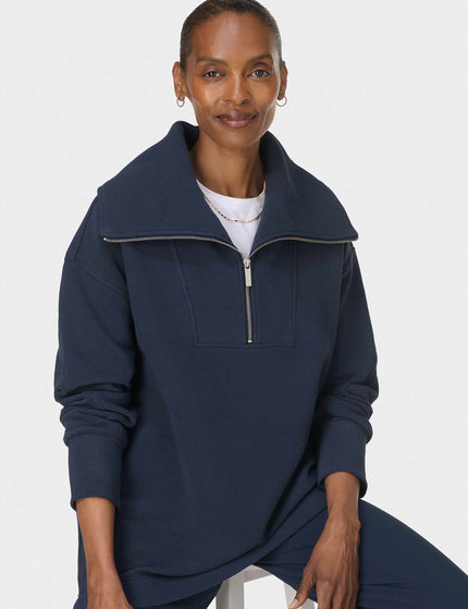 Sweaty Betty Peaceful Rib Half Zip Sweatshirt - Navy Blueimages5- The Sports Edit