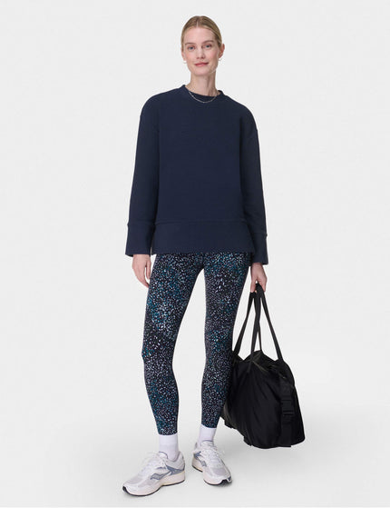 Sweaty Betty Peaceful Ribbed Sweatshirt - Navy Blueimage5- The Sports Edit