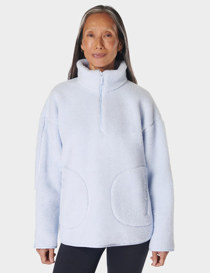 Sweaty Betty Plush Fleece Textured Half Zip - Salt Blueimage1- The Sports Edit