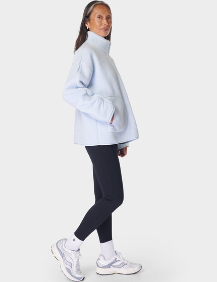 Sweaty Betty Plush Fleece Textured Half Zip - Salt Blueimage6- The Sports Edit