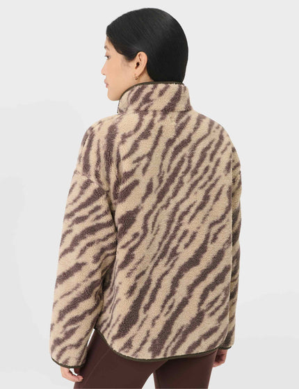 Sweaty Betty Plush Half Zip Fleece - Beige Linear Texture Printimages2- The Sports Edit