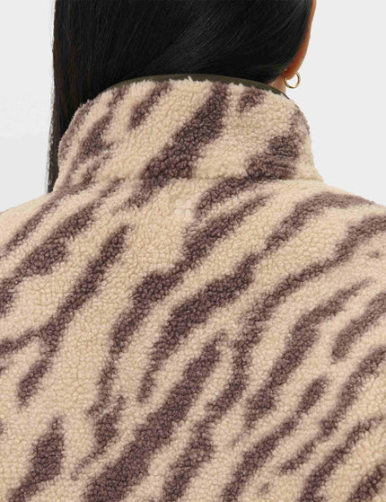 Sweaty Betty Plush Half Zip Fleece - Beige Linear Texture Printimages5- The Sports Edit
