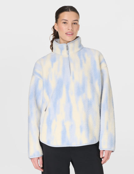 Sweaty Betty Plush Half Zip Fleece - Blue Waterfall Texture Printimages1- The Sports Edit