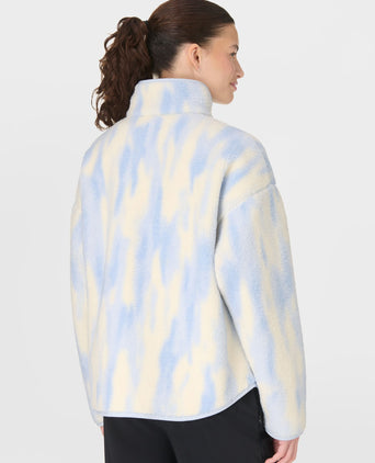 Plush Half Zip Fleece - Blue Waterfall Texture Print