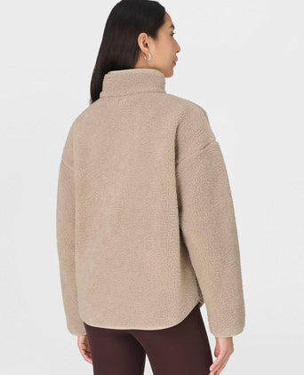 Plush Textured Zip Up Fleece - Dusk Beige