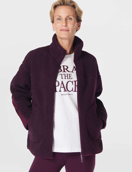 Sweaty Betty Plush Textured Zip Up - Midnight Cherry Purpleimage6- The Sports Edit