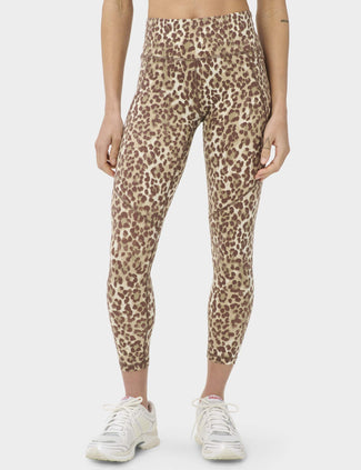 Power 7/8 Gym Leggings - Beige Ink Leopard Print