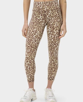 Power 7/8 Gym Leggings - Beige Ink Leopard Print