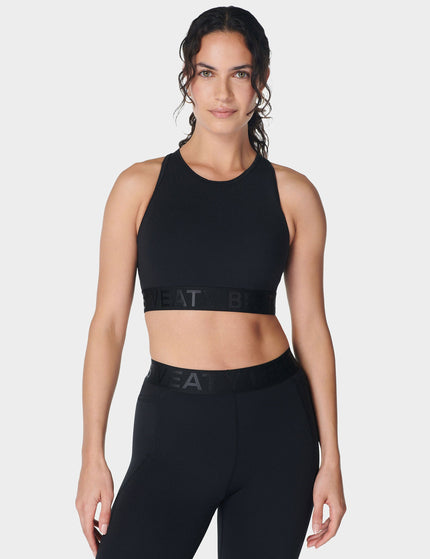 Sweaty Betty Power Logo Medium Impact Cropped Vest - Blackimage1- The Sports Edit