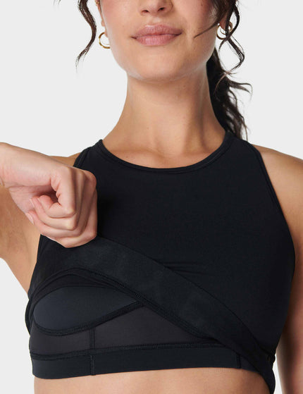 Sweaty Betty Power Logo Medium Impact Cropped Vest - Blackimage3- The Sports Edit