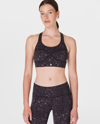Power Medium Support Sports Bra - Black Luxe Leopard Print