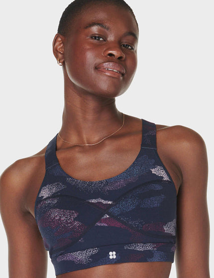 Sweaty Betty Power Medium Support Sports Bra - Blue Spray Camo Printimage3- The Sports Edit