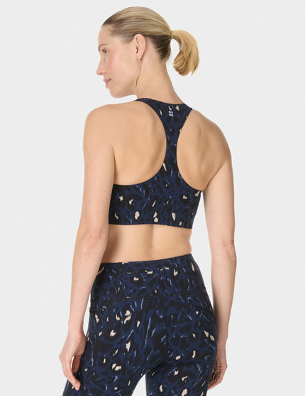 Sweaty Betty Power Racer Bra - Blue Abstract Leopard Printimages2- The Sports Edit