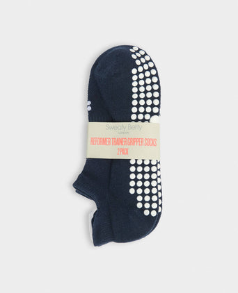 Reformer Trainer Gripper Socks 2 Pack - Navy Blue/White