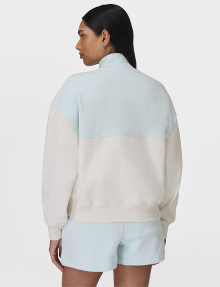 Sweaty Betty Revive Crop Half Zip - Day Break Blue Lily Whiteimage2- The Sports Edit