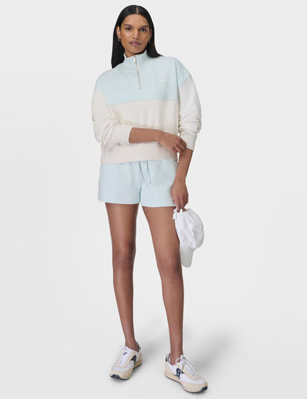 Sweaty Betty Revive Crop Half Zip - Day Break Blue Lily Whiteimage5- The Sports Edit