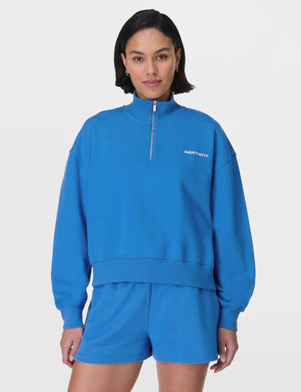Sweaty Betty Revive Crop Half Zip - Tidal Blueimage1- The Sports Edit